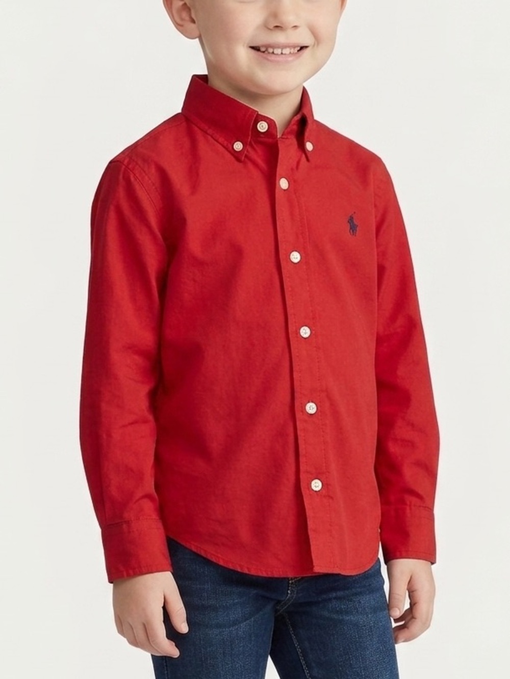 Ralph Lauren Boys Red Button-Down Shirt Black Label Sz 5 Classic School Holiday